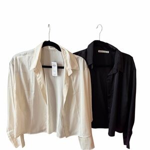 Abercrombie cream and silk Black Button-Up Shirts